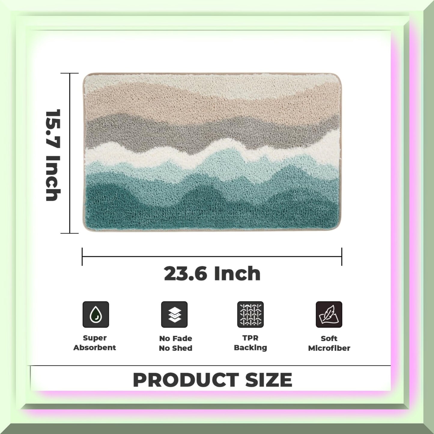 Cyan Microfiber Bath Mat 24x16"
