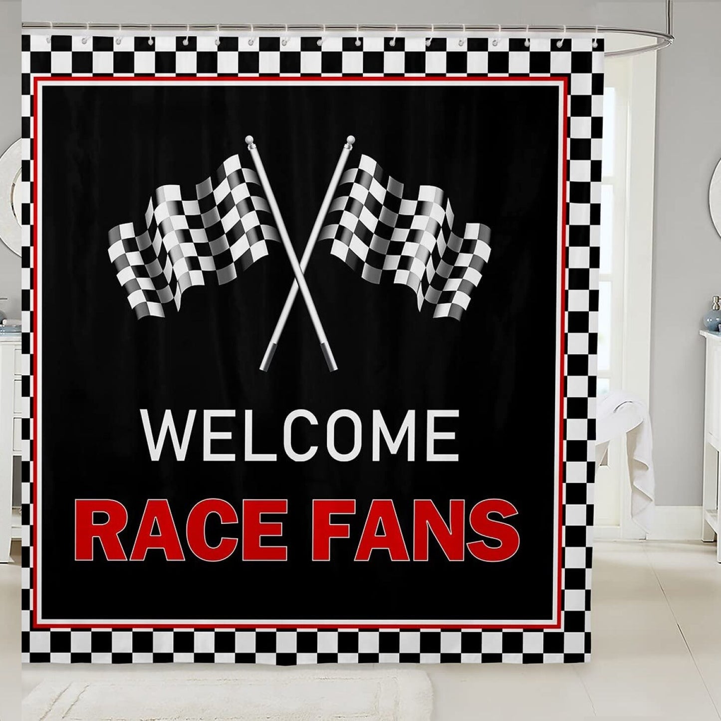Racing Theme Shower Curtain 72x72 Inches
