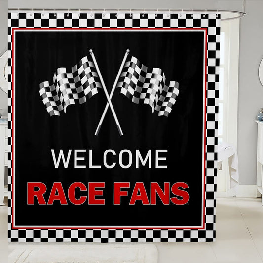 Racing Theme Shower Curtain 72x72 Inches