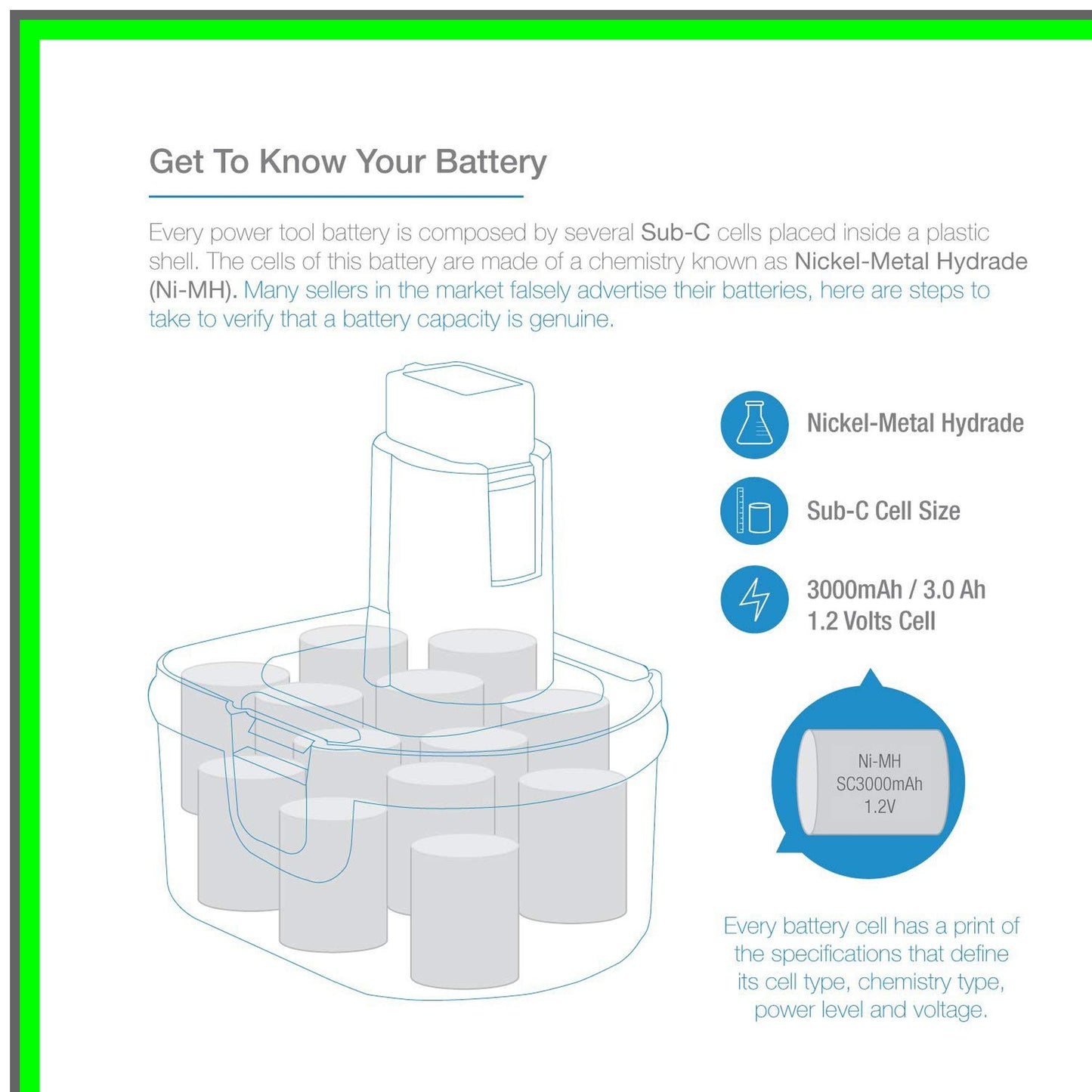 High-Capacity 12V 3000mAh NiMH Replacement Battery for Power Tools