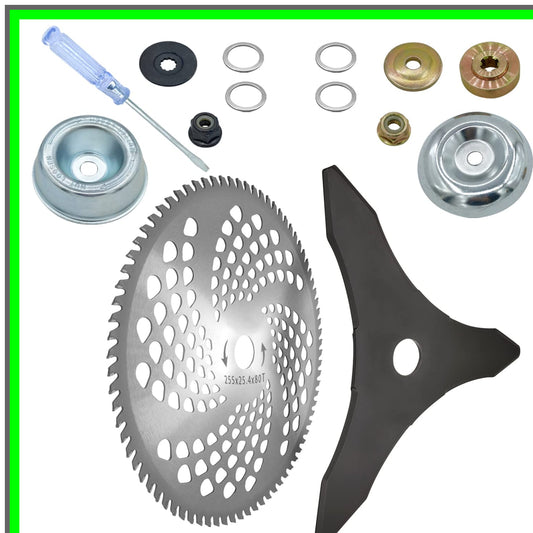 Carbide Tip Brush Cutter Blades for Trimmers and Lawnmowers with Adapters