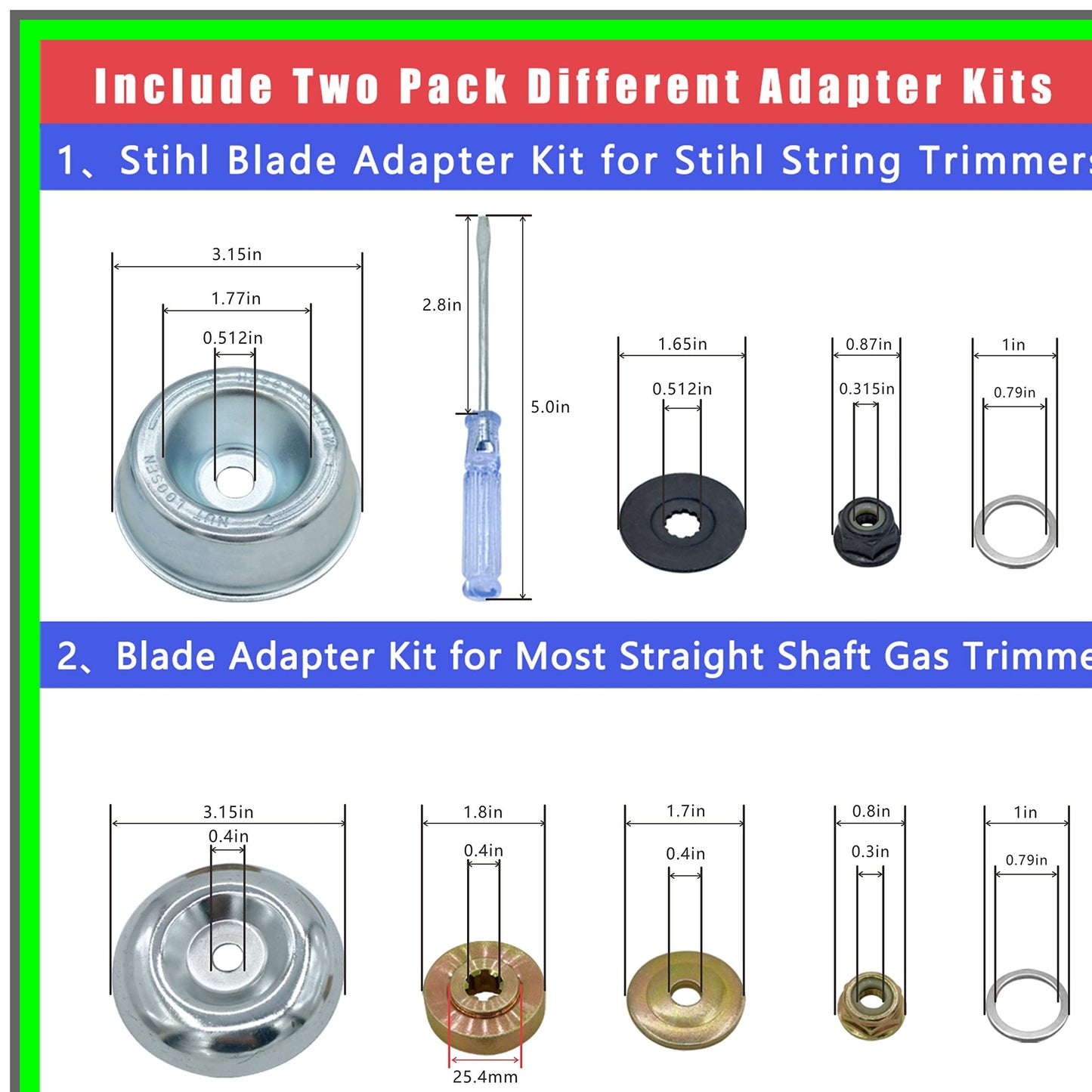 Carbide Tip Brush Cutter Blades for Trimmers and Lawnmowers with Adapters