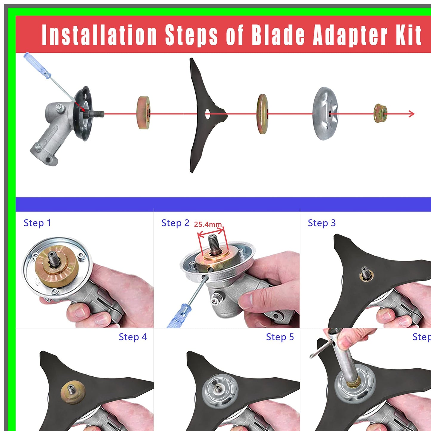 Carbide Tip Brush Cutter Blades for Trimmers and Lawnmowers with Adapters