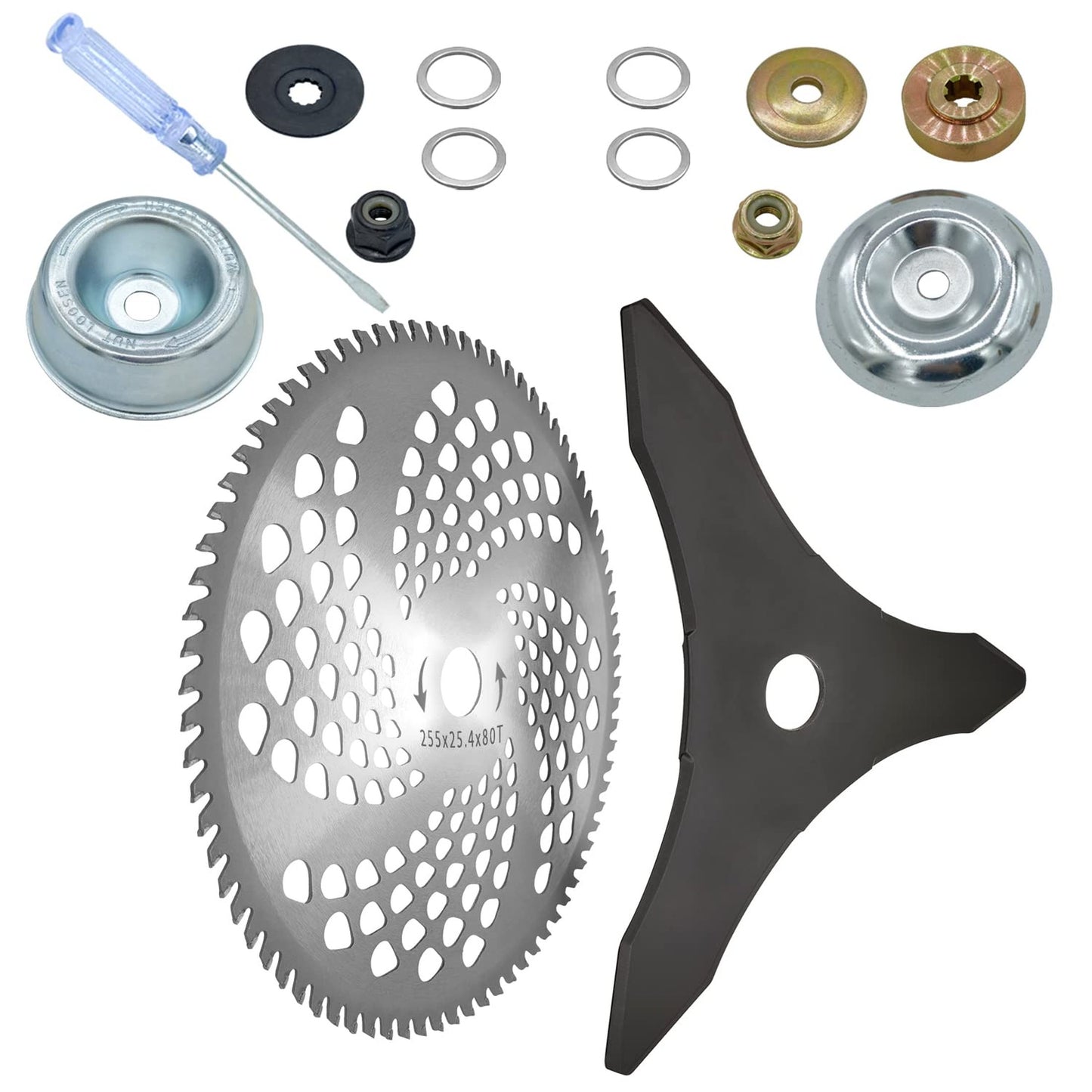 Carbide Tip Brush Cutter Blades for Trimmers and Lawnmowers with Adapters