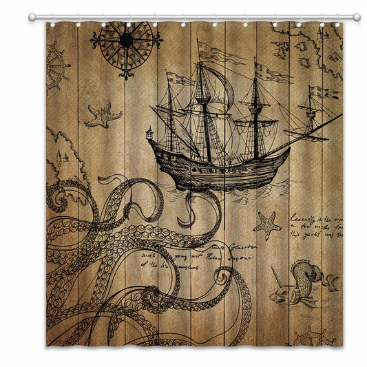 Octopus Tentacle Nautical Shower Curtain