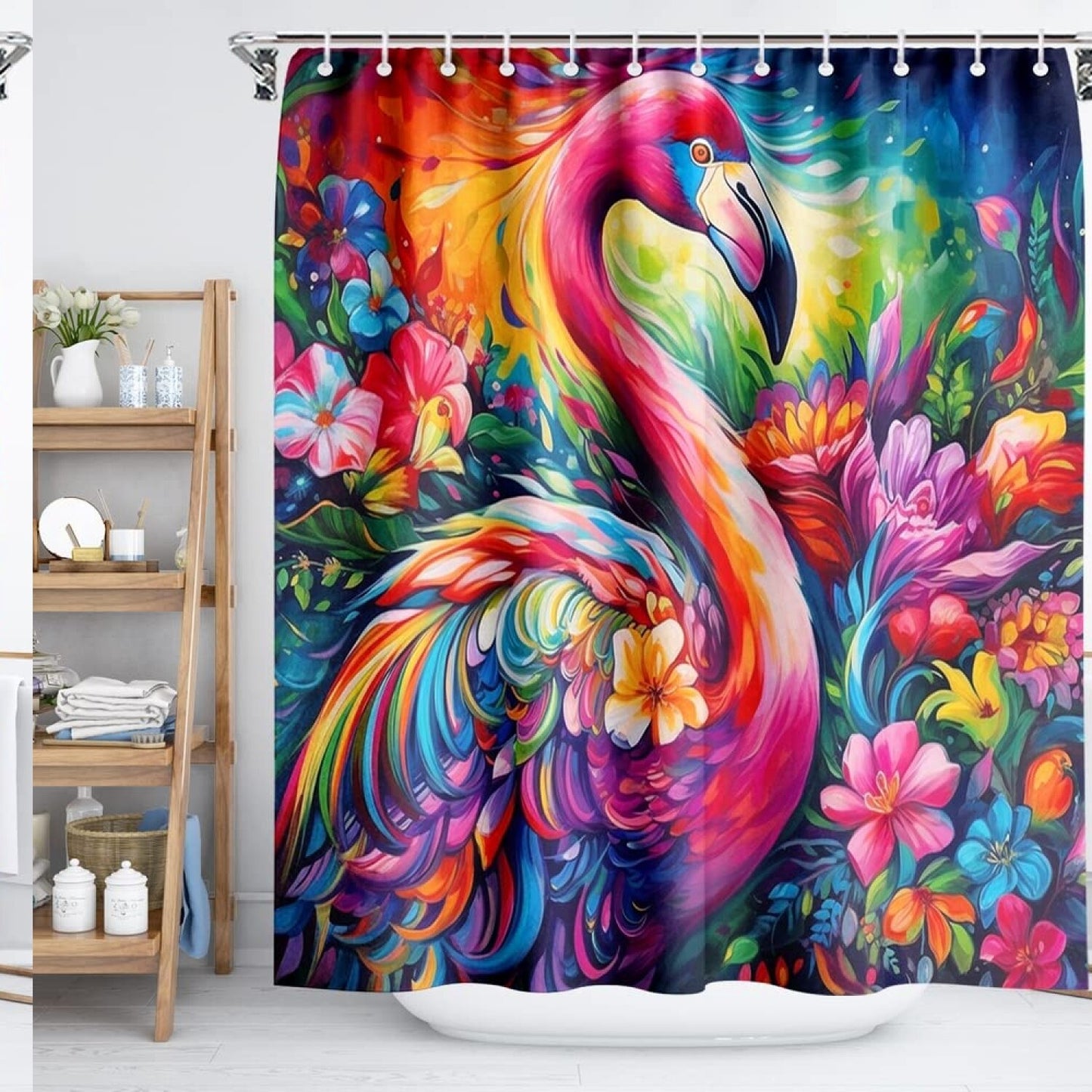 Flamingo Summer Shower Curtain 72"x72"