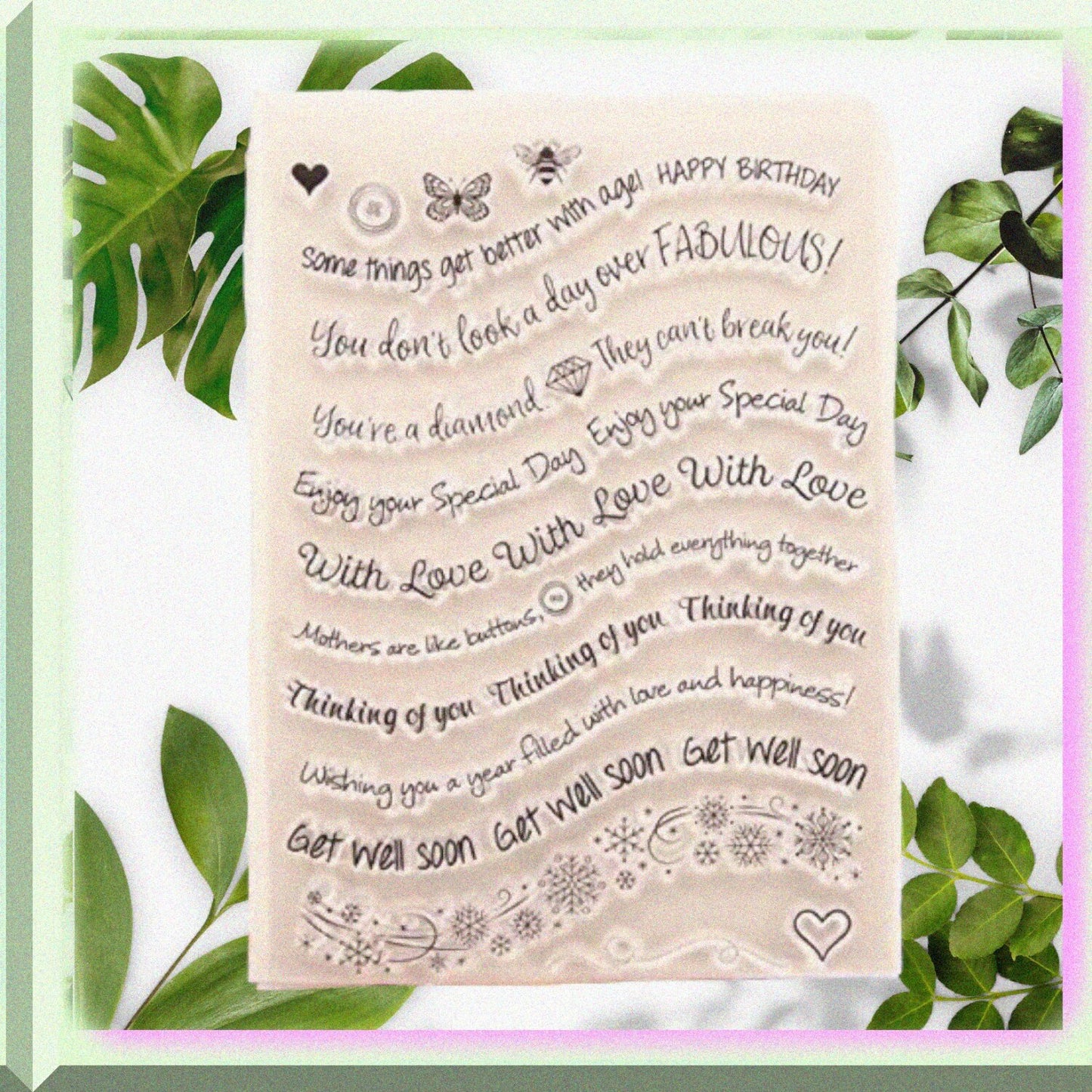 Get Well Soon Rubber Clear Stamp 15x20cm