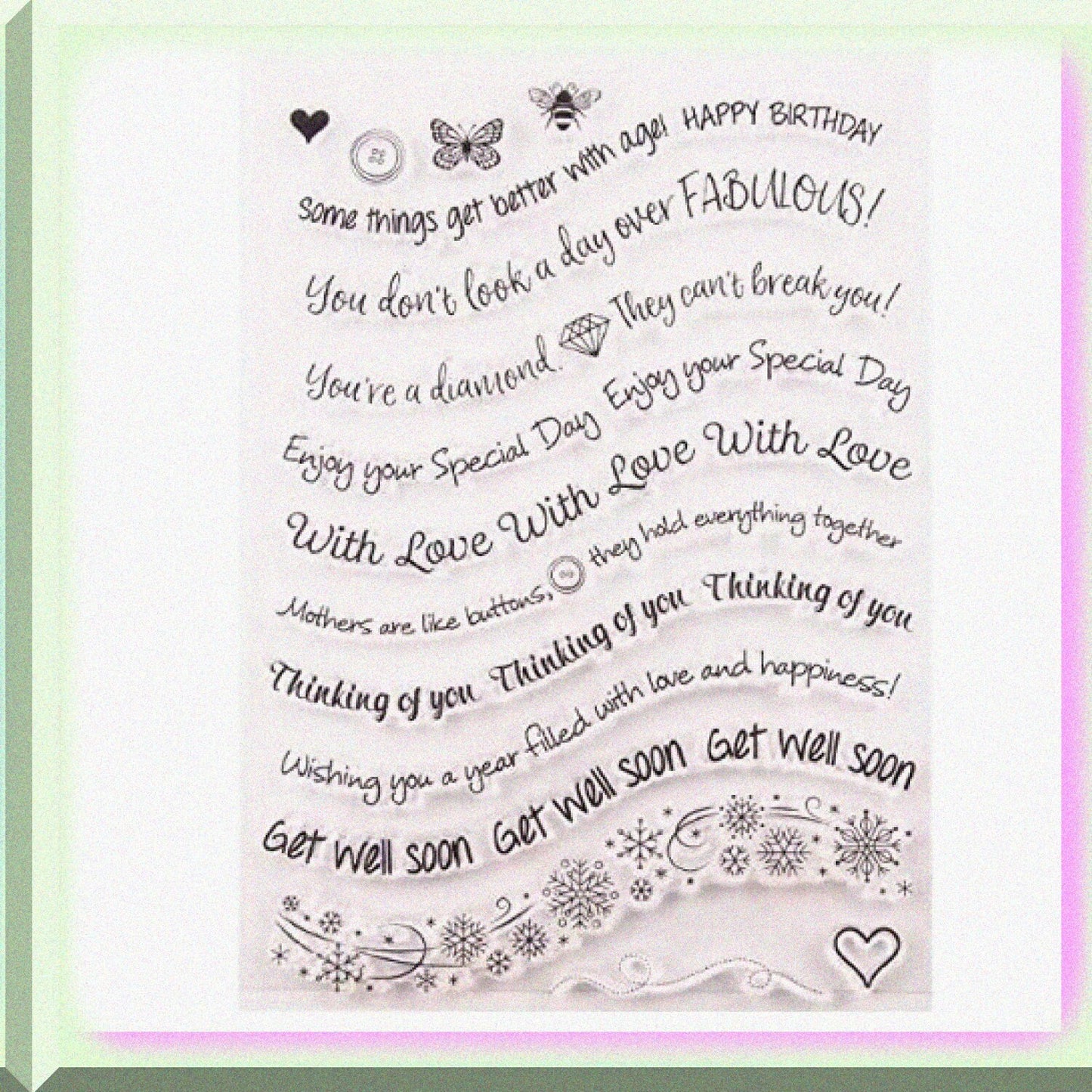 Get Well Soon Rubber Clear Stamp 15x20cm