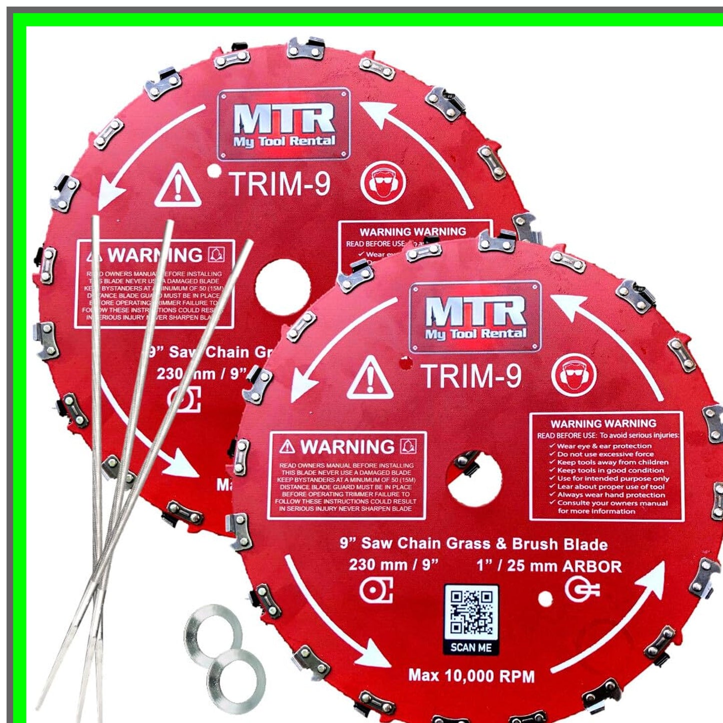 High-Performance 9" Steel Brush Cutter Blades for Wood and Metal 2-Pack