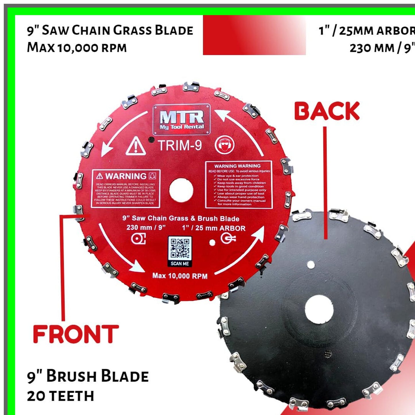 High-Performance 9" Steel Brush Cutter Blades for Wood and Metal 2-Pack