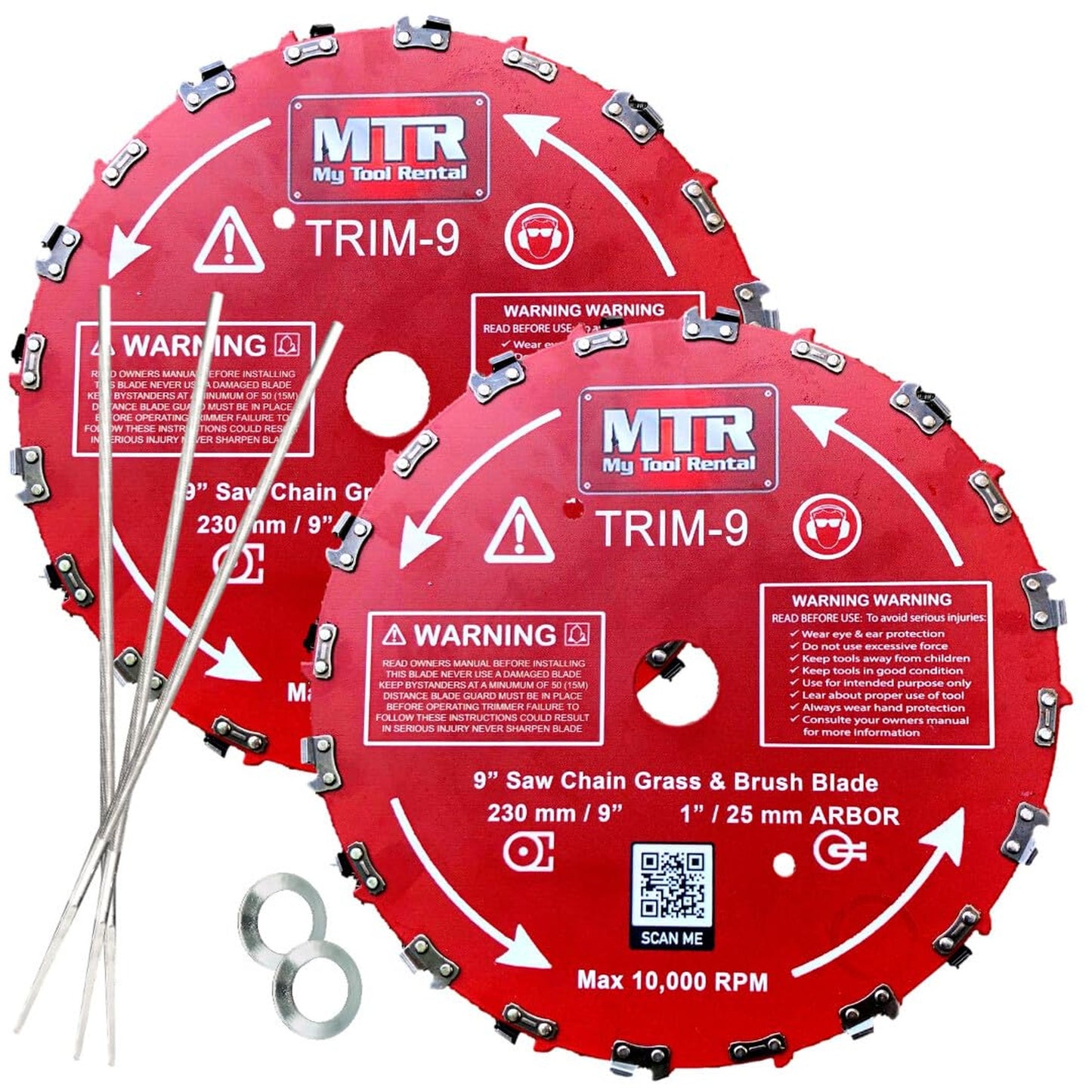 High-Performance 9" Steel Brush Cutter Blades for Wood and Metal 2-Pack