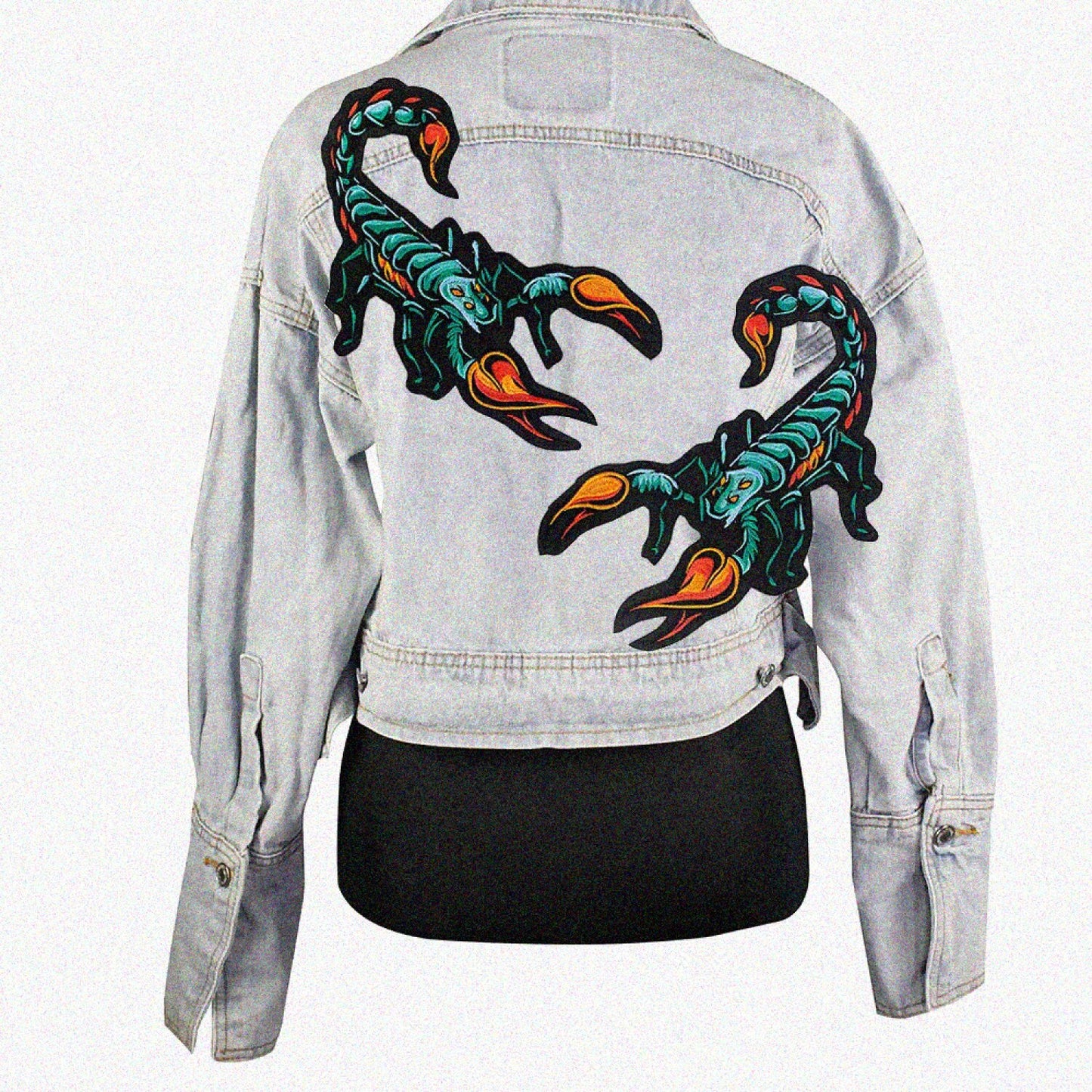 Pair Scorpion Embroidered Iron-On Patches for Clothing