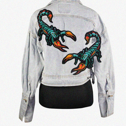 Pair Scorpion Embroidered Iron-On Patches for Clothing