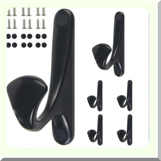 Heavy Duty Black Coat Hooks 6 Pack