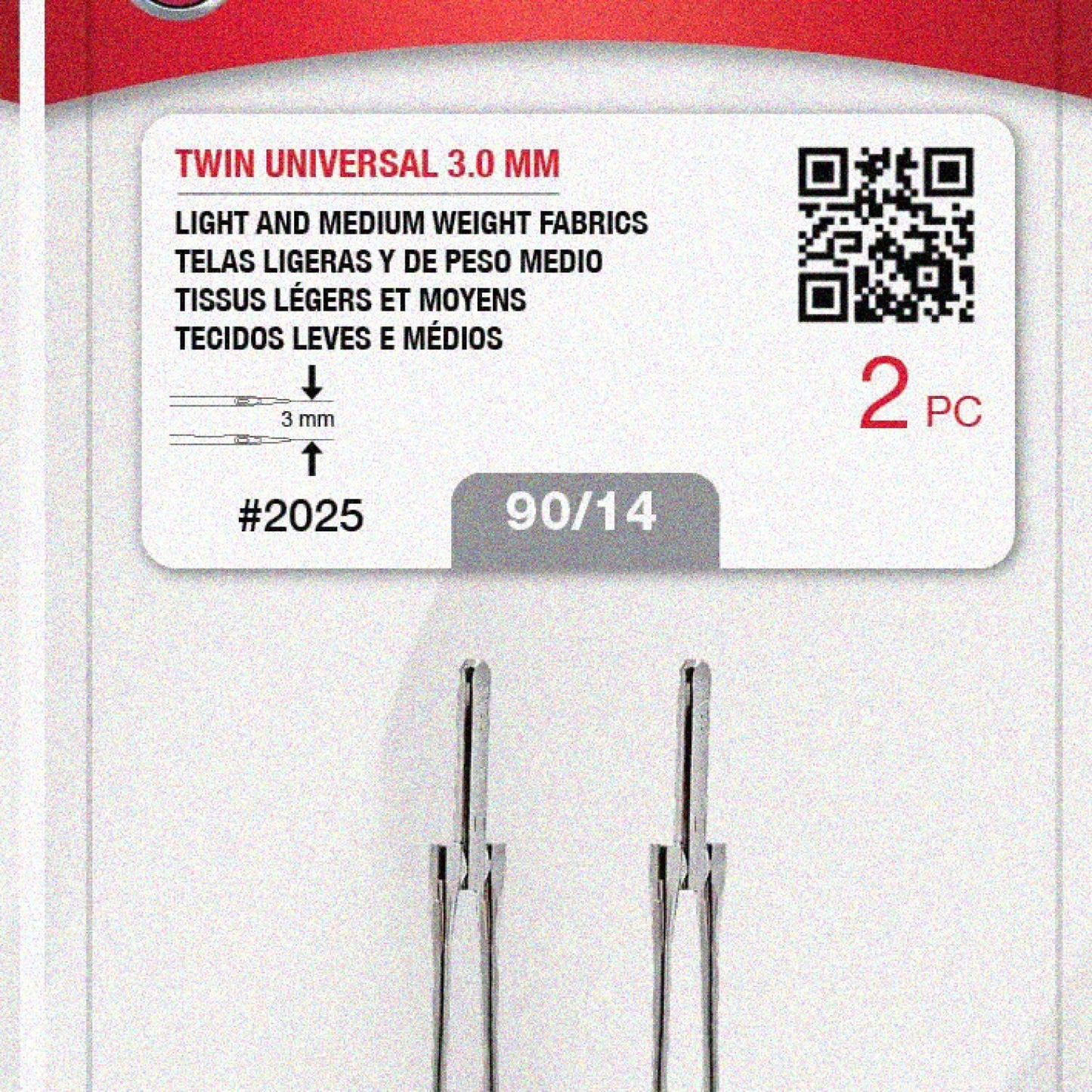 Twin Universal Sewing Machine Needles Size 90/14 2PCS