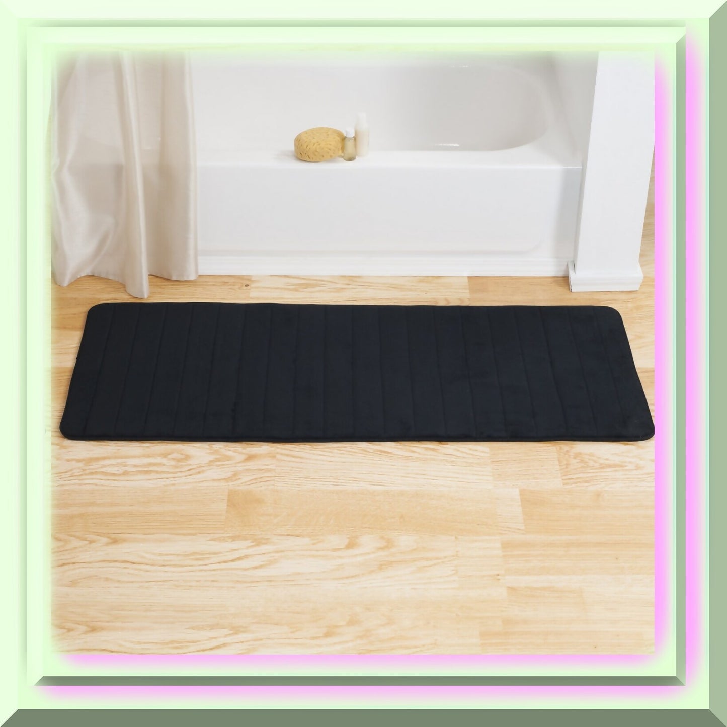 Oversized Black Memory Foam Bathroom Rug 50 Inches