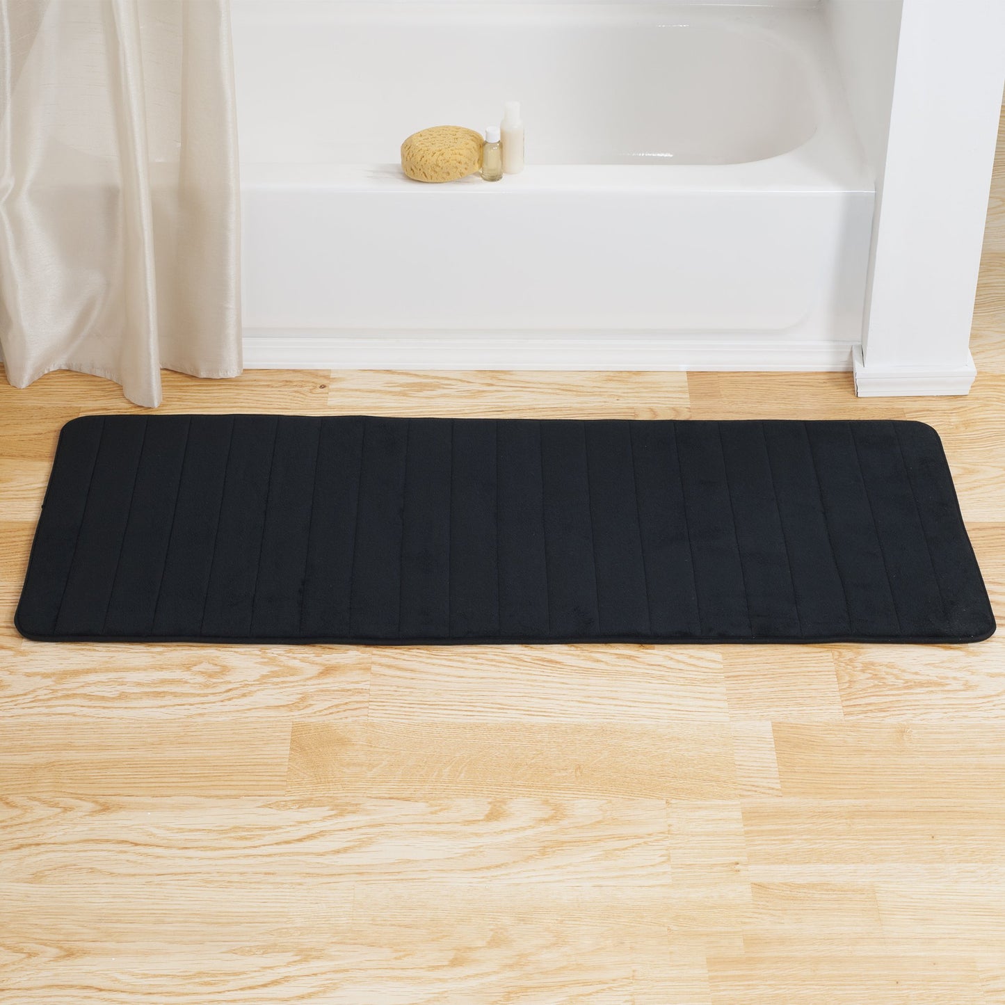 Oversized Black Memory Foam Bathroom Rug 50 Inches