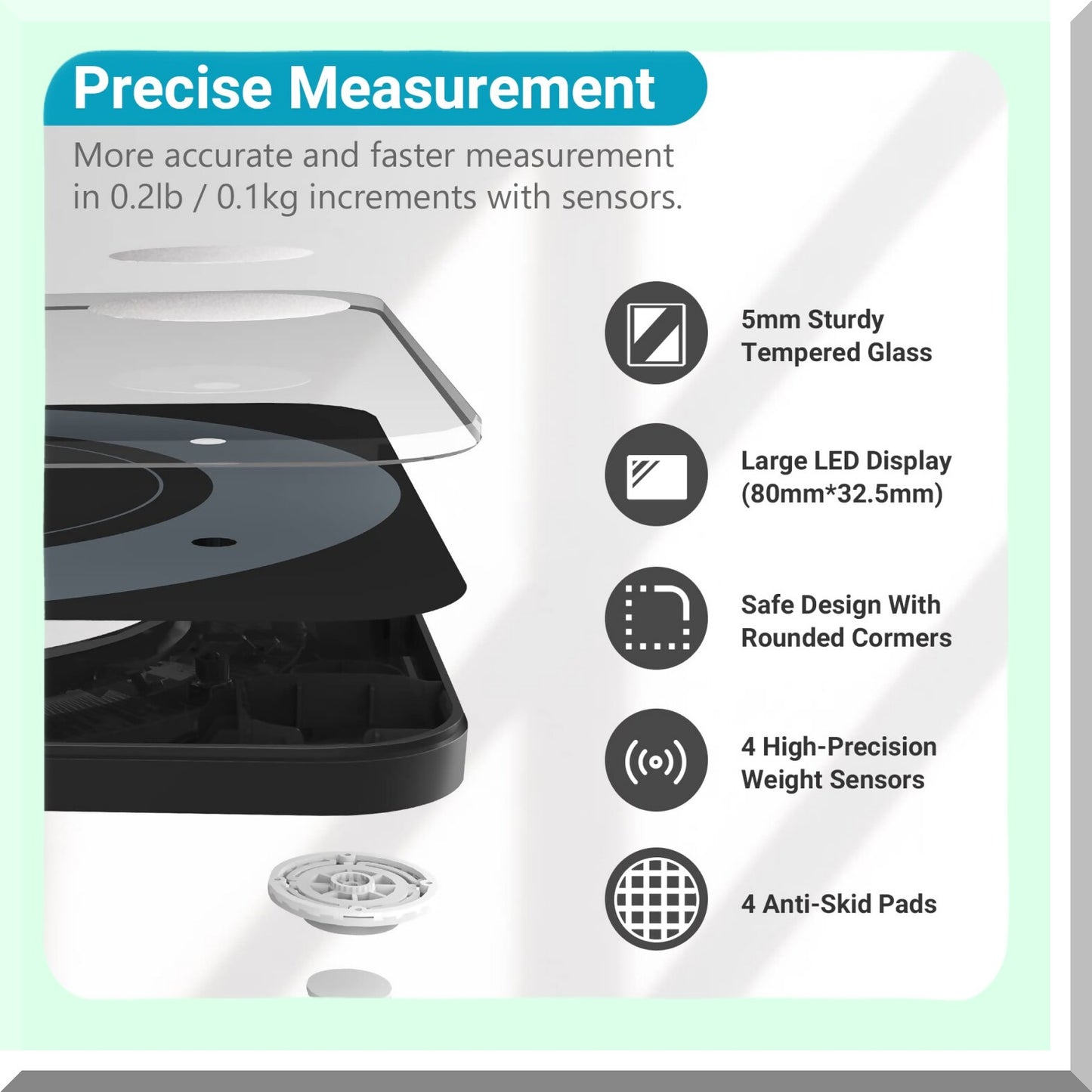 Bluetooth Body Weight Scale Black 396 lbs