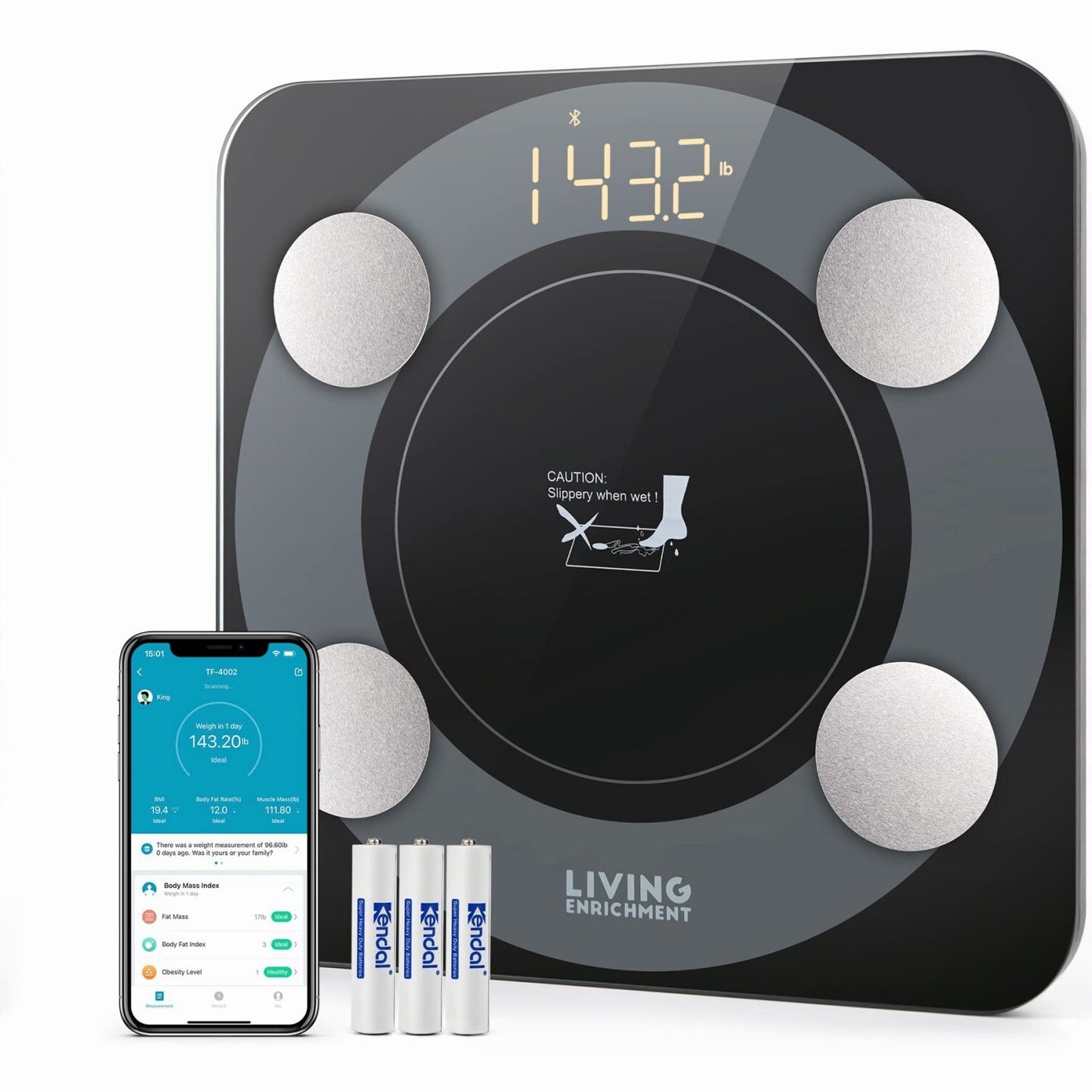 Bluetooth Body Weight Scale Black 396 lbs