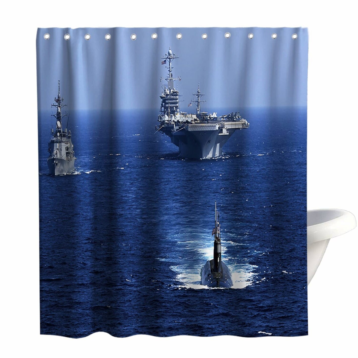 Military Carrier Ships Aircraft Theme Cloth Shower Curtain Set