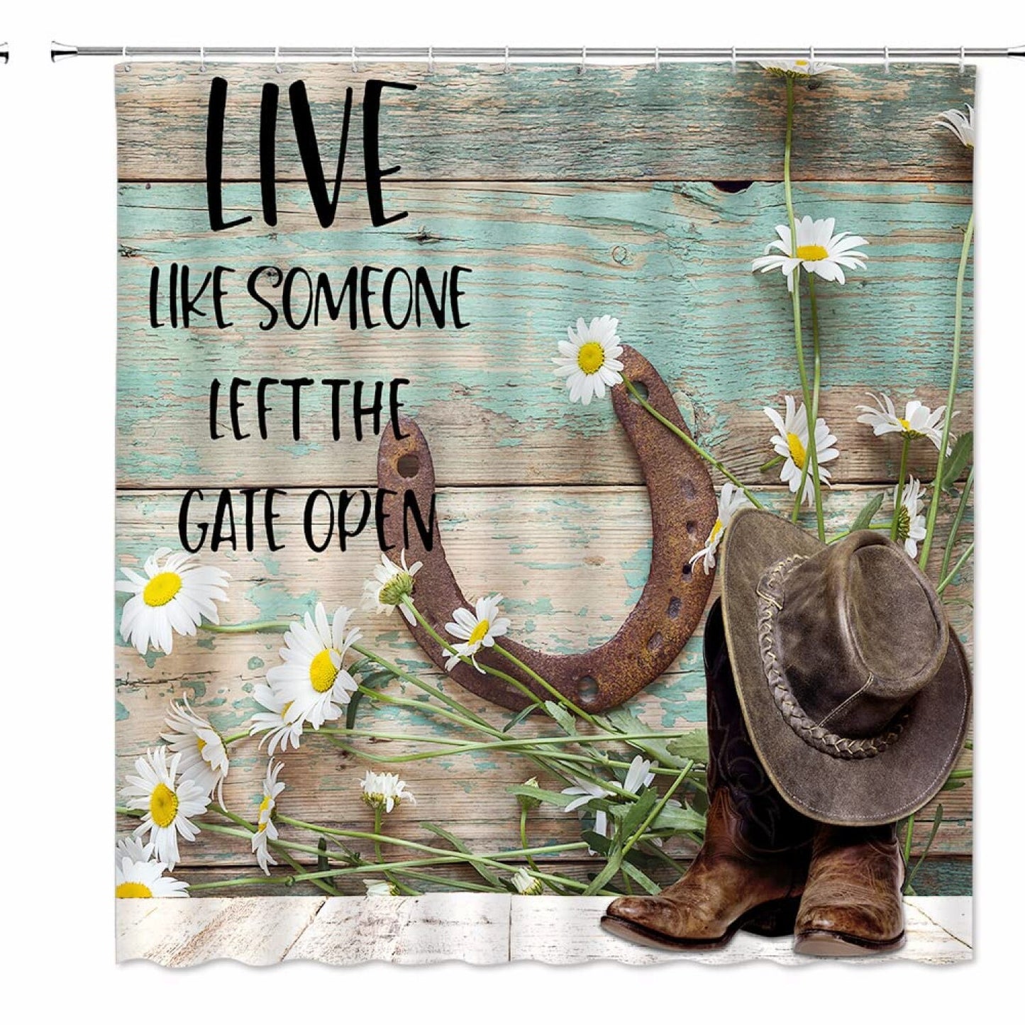 Rustic Horseshoe Shower Curtain 70x70 Inches Polyester