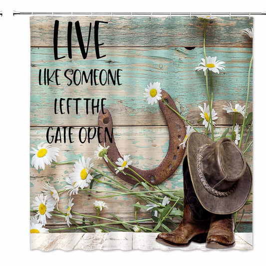 Rustic Horseshoe Shower Curtain 70x70 Inches Polyester