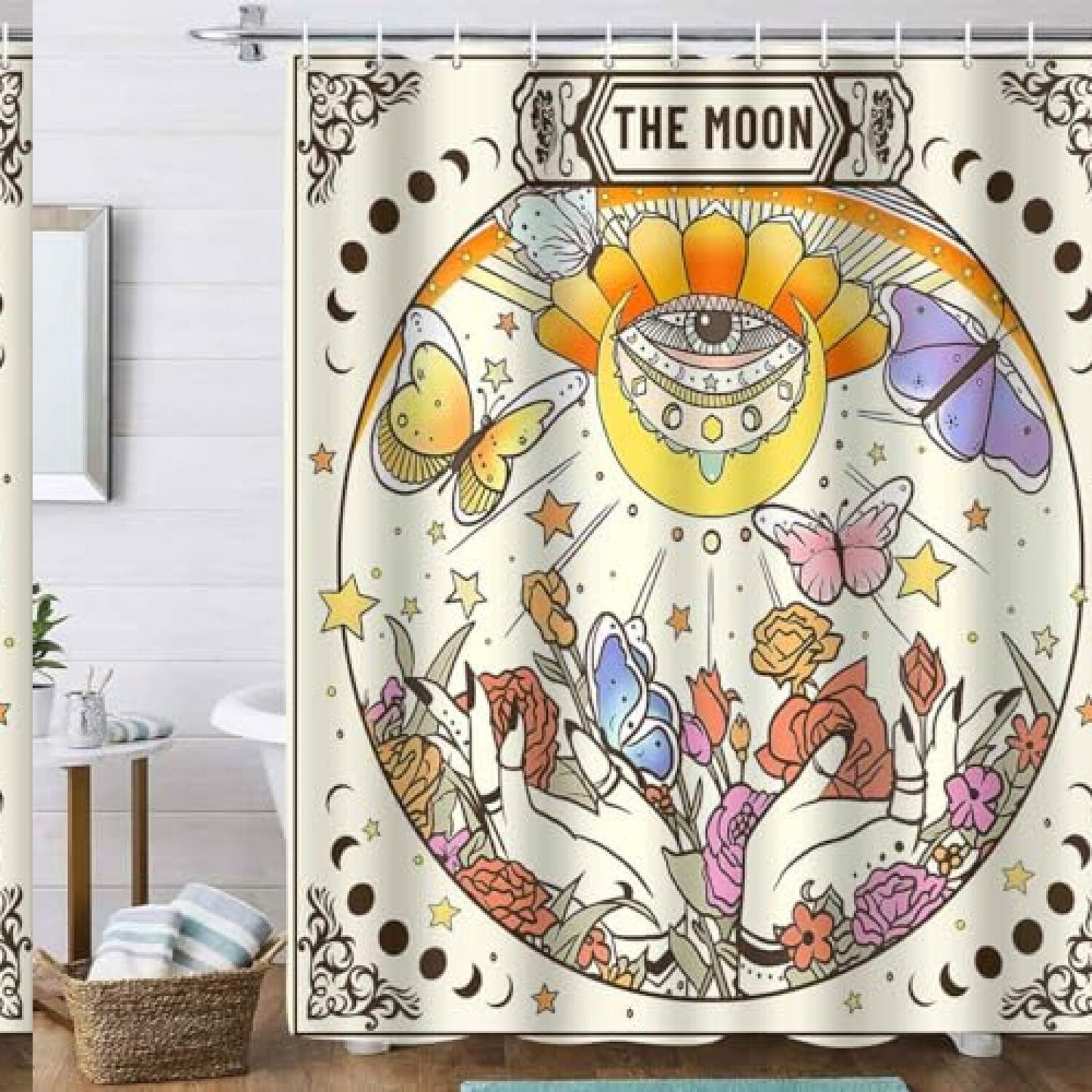 Tarot Gothic Floral Shower Curtain 72x72inch