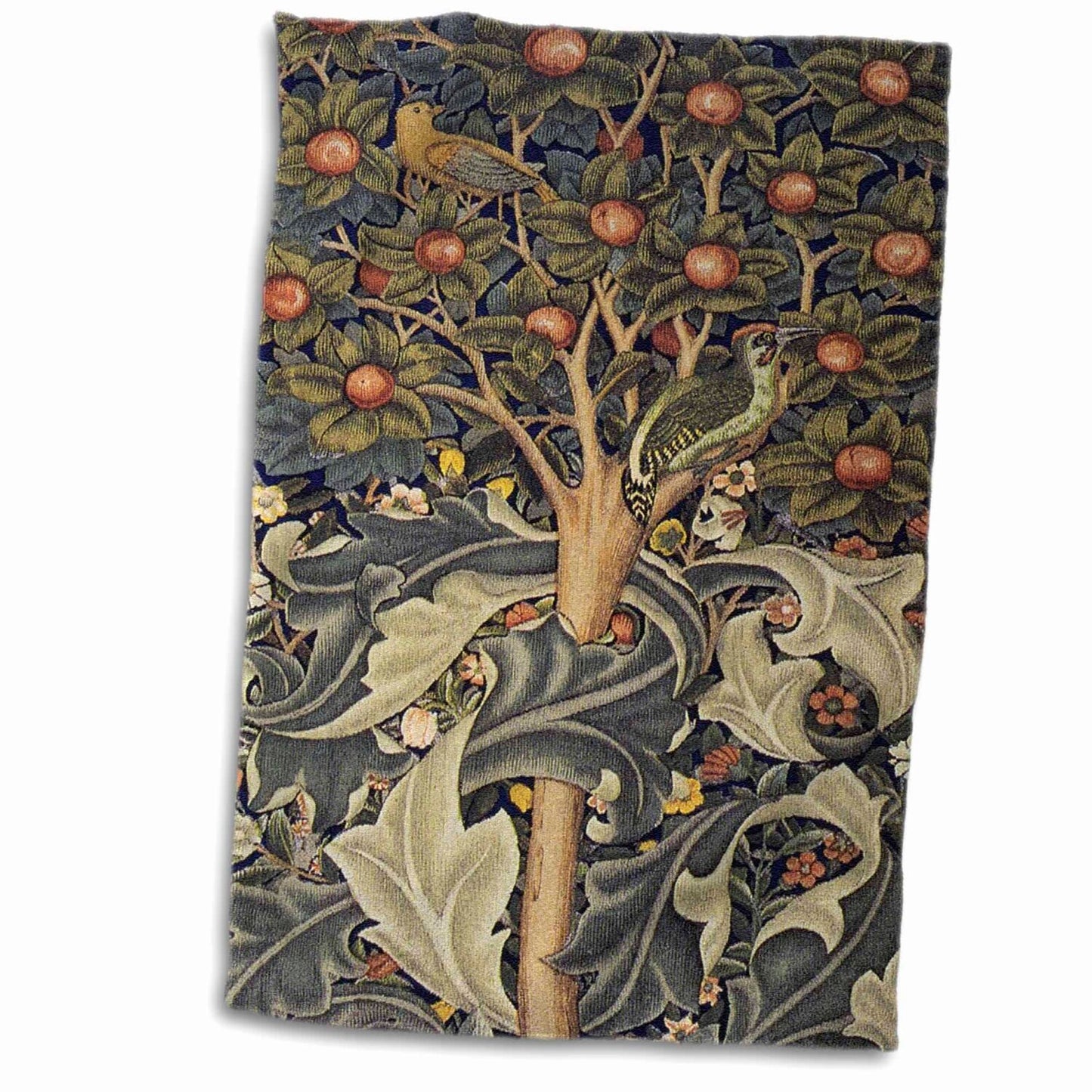 3D Rose William Morris Woodpecker Hand Towel 15"x22"