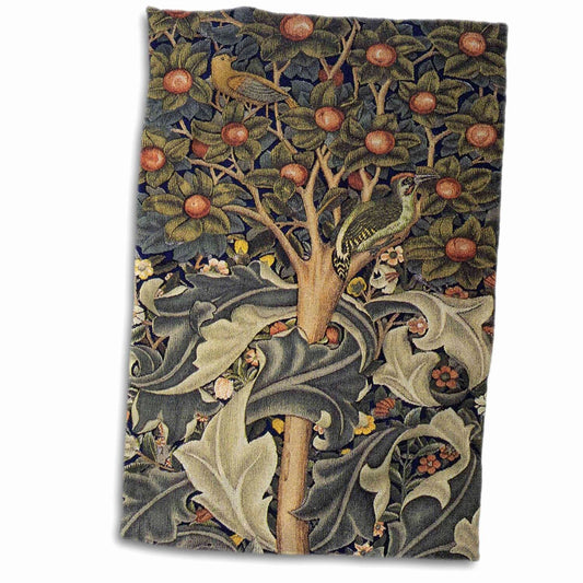 3D Rose William Morris Woodpecker Hand Towel 15"x22"