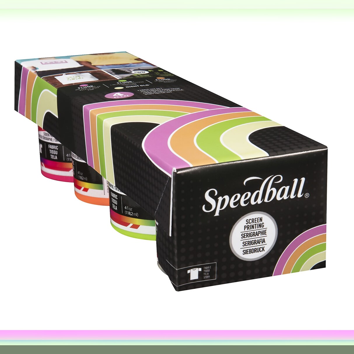 GlowBrite Neon Ink Set 4 oz Fluorescent Screen Printing Pack of 4