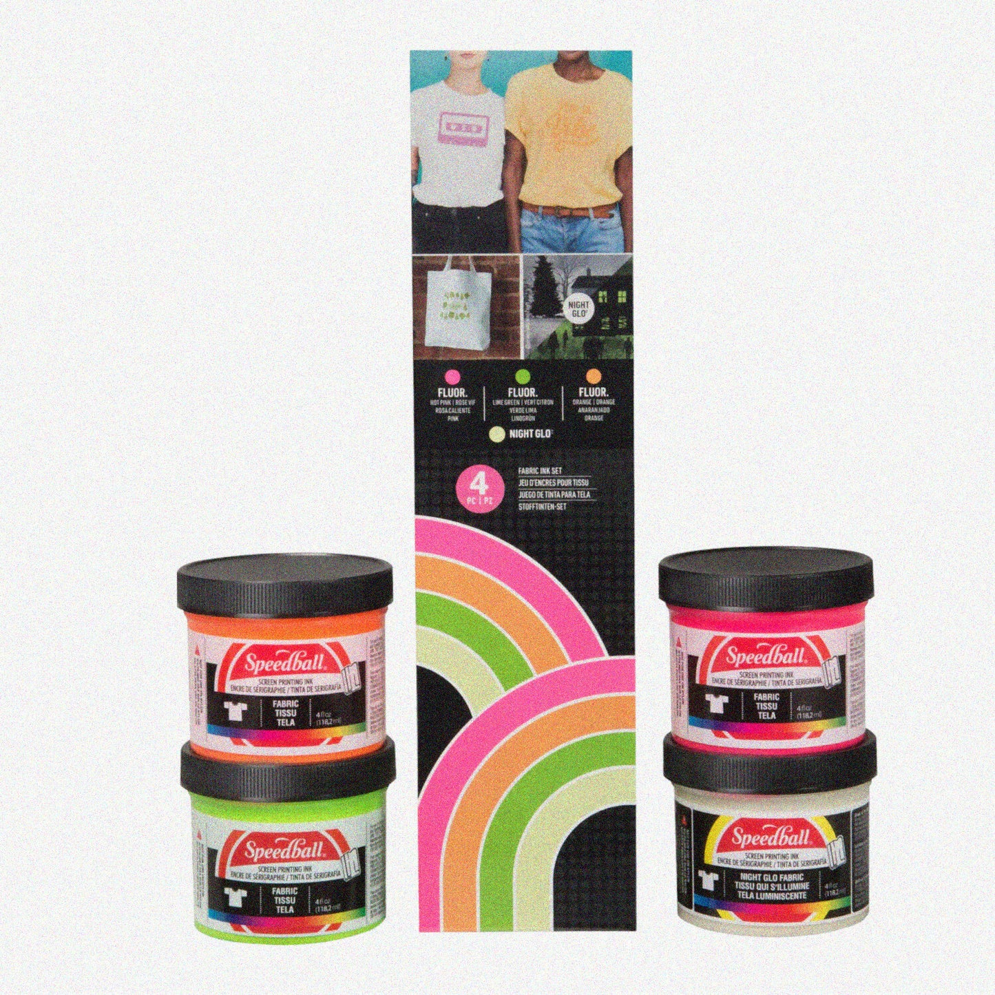 GlowBrite Neon Ink Set 4 oz Fluorescent Screen Printing Pack of 4