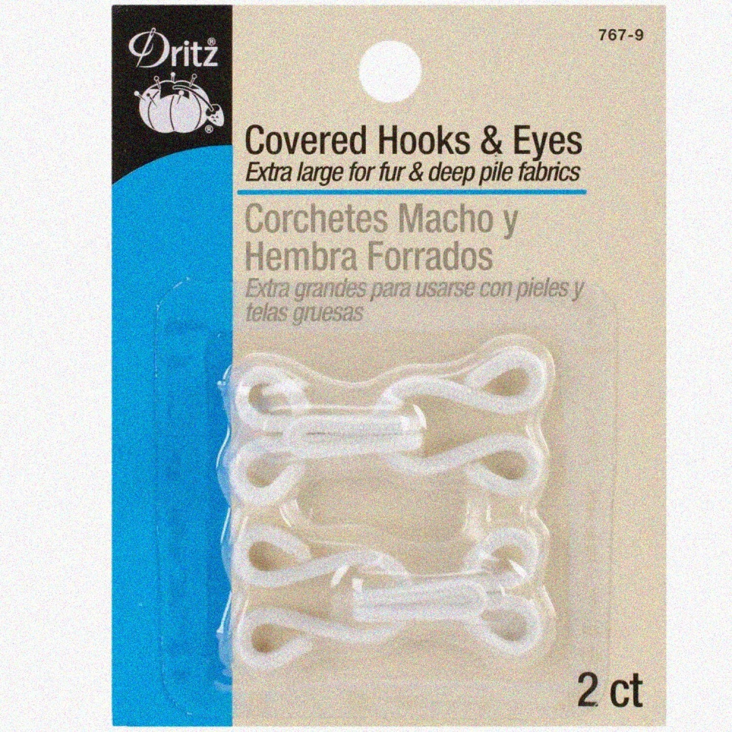 Covered Hooks and Eyes, White, Extra-Large, 2 Pack