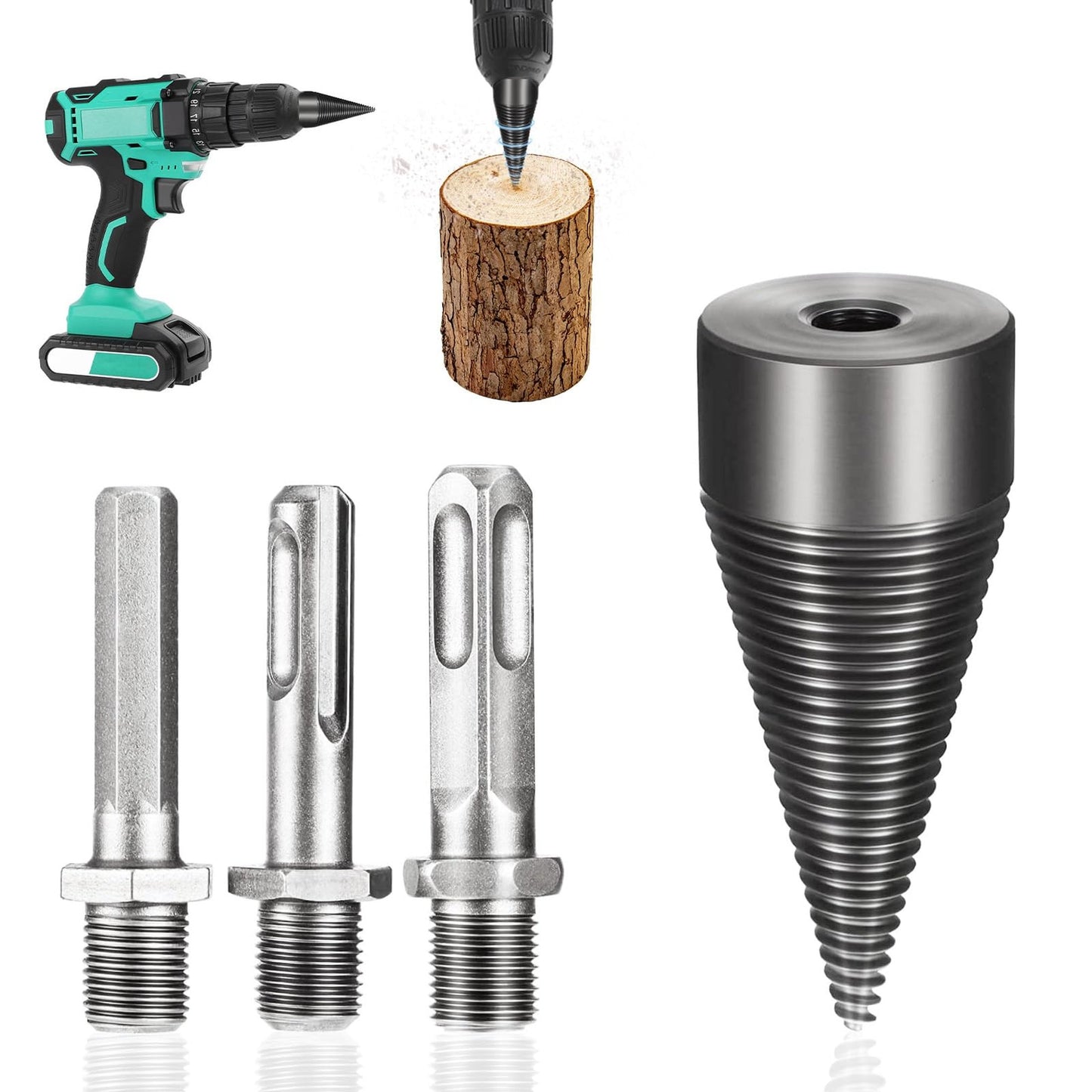 Heavy Duty Wood Splitter Drill Bit for Hand Drills - 32mm Cone Driver