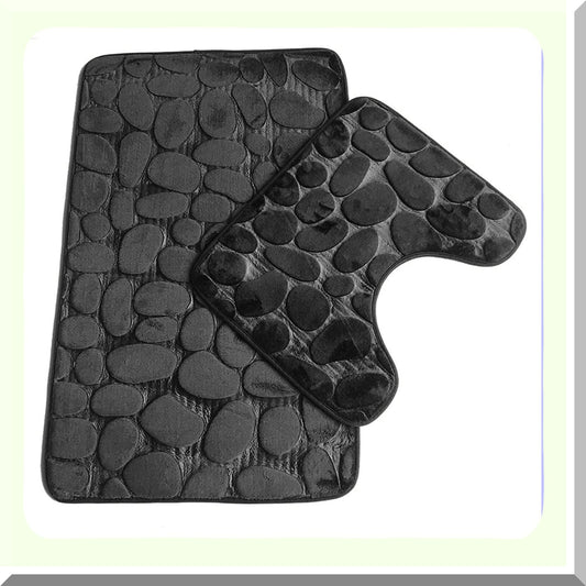 Bathroom Non Slip Mat Set 3Pcs Black