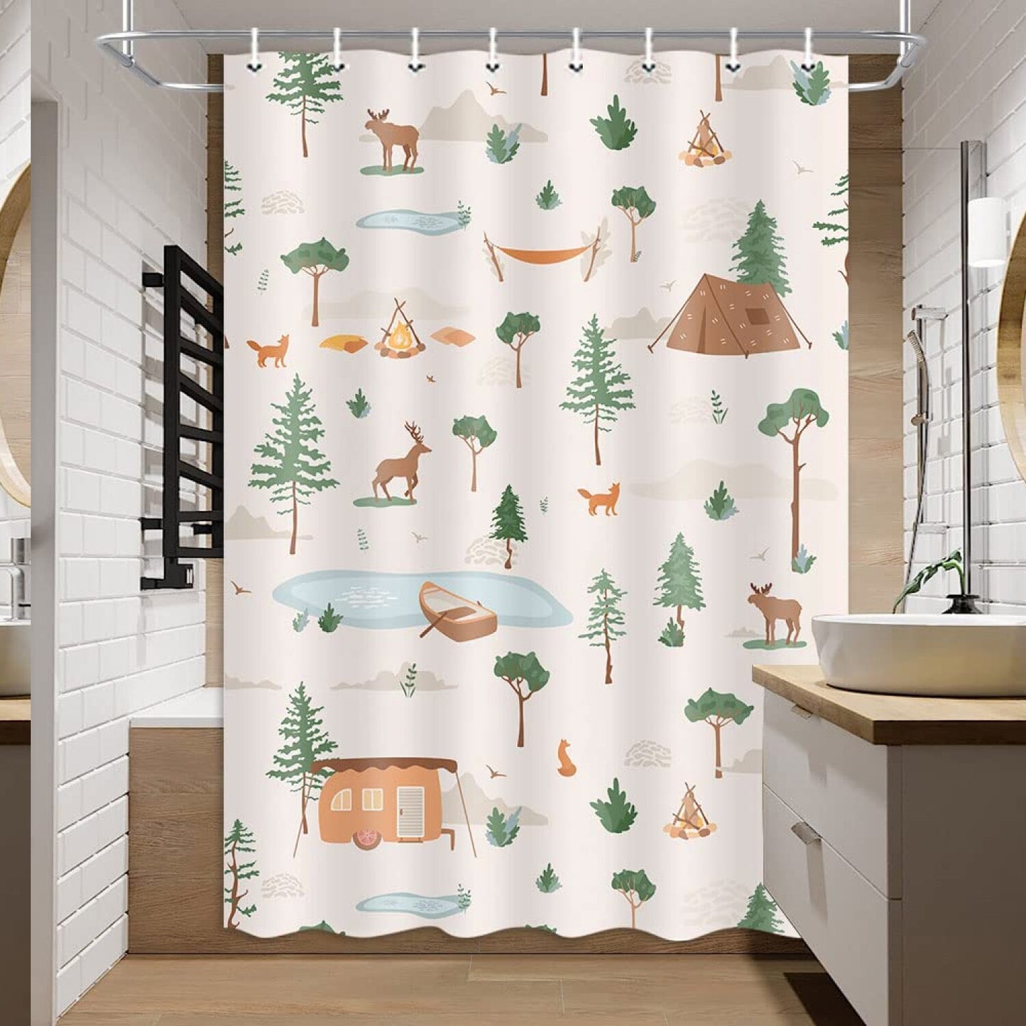 Camper RV Shower Curtain 47x64 Inches Beige