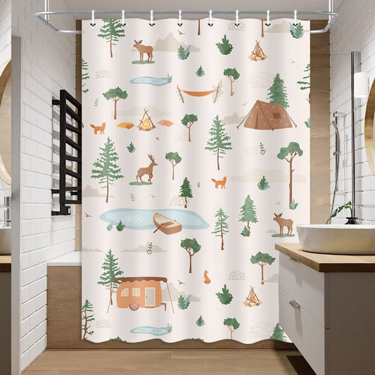 Camper RV Shower Curtain 47x64 Inches Beige