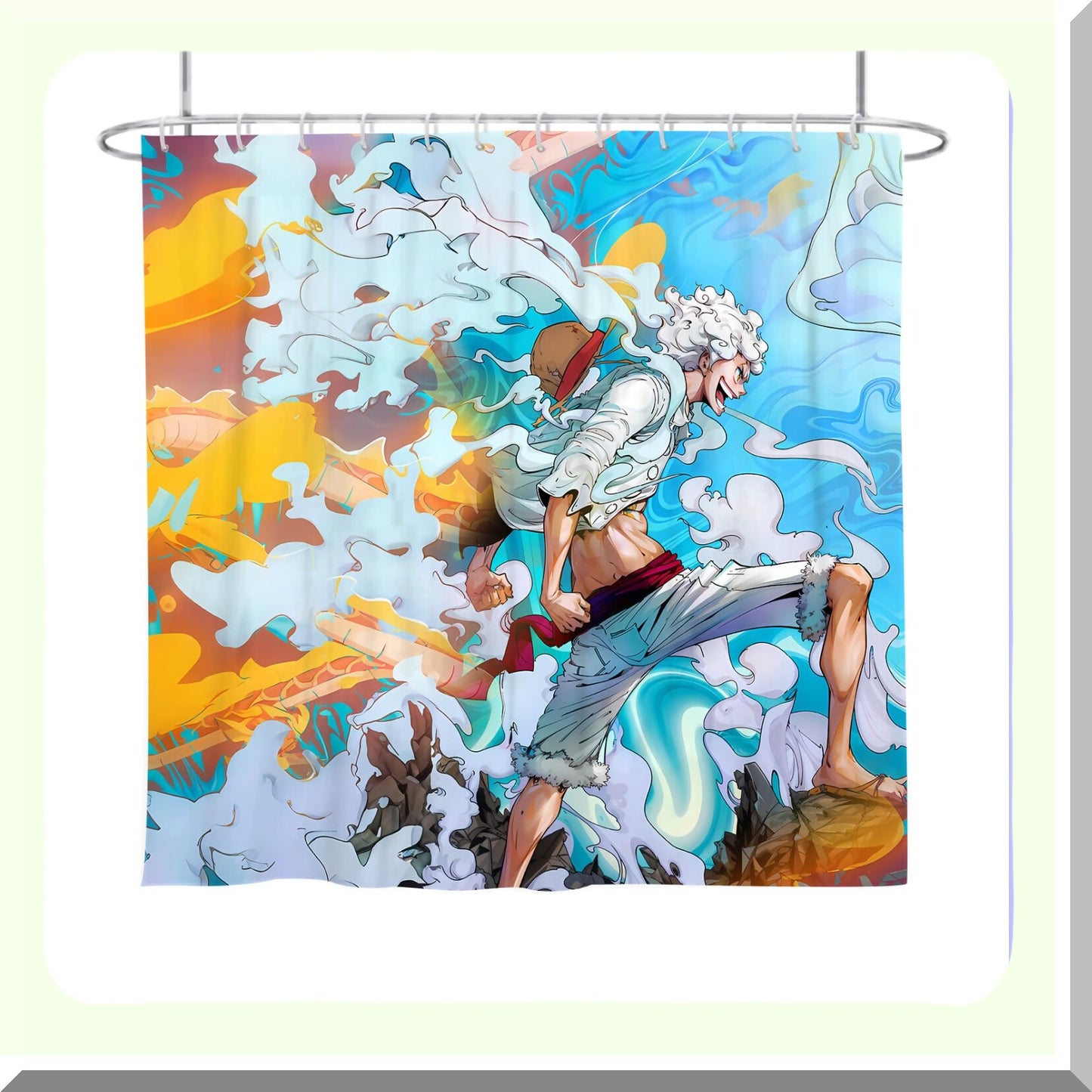 Anime One Piece Gear 5 Luffy Shower Curtain 70x70 inch