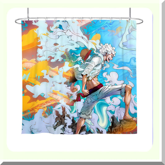 Anime One Piece Gear 5 Luffy Shower Curtain 70x70 inch