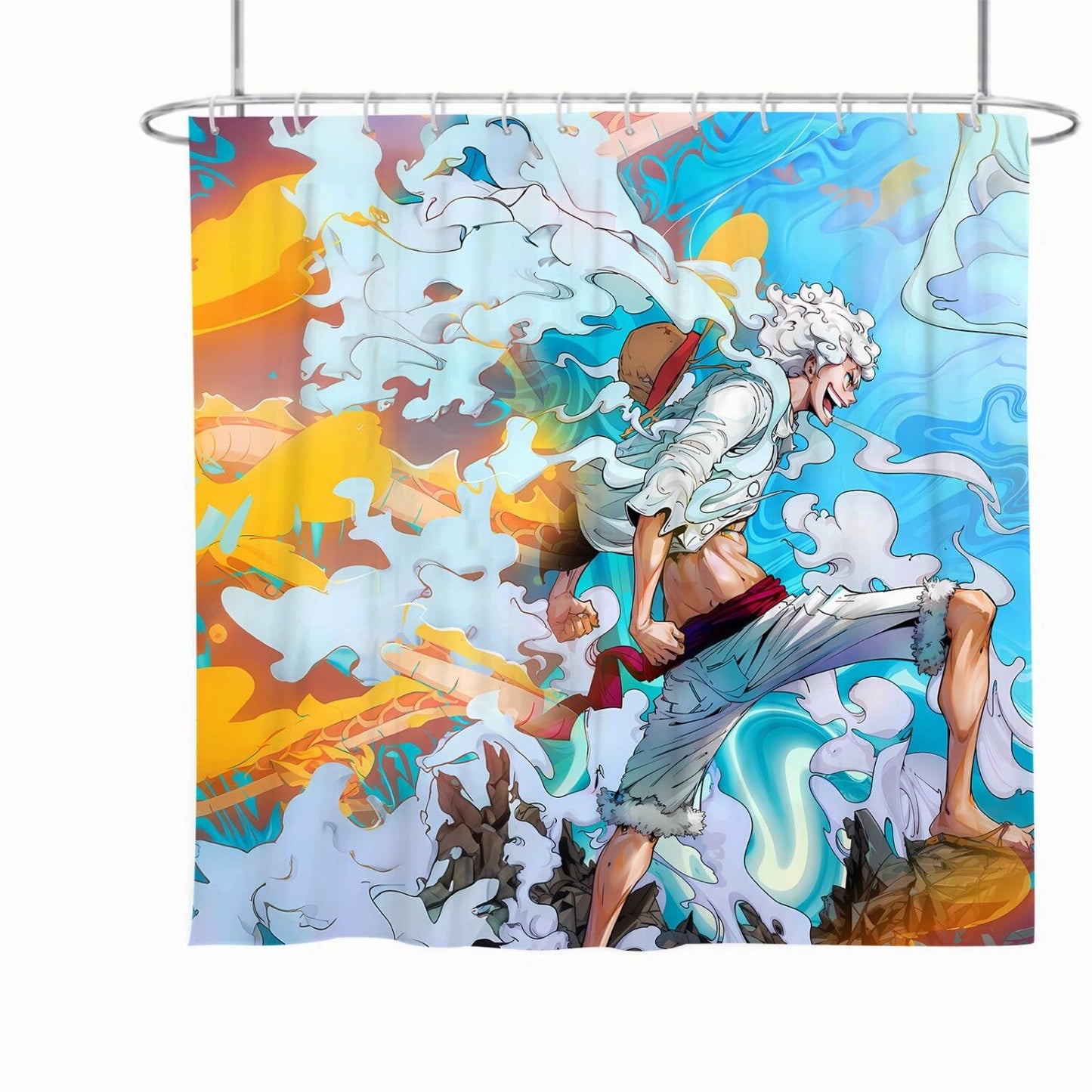 Anime One Piece Gear 5 Luffy Shower Curtain 70x70 inch