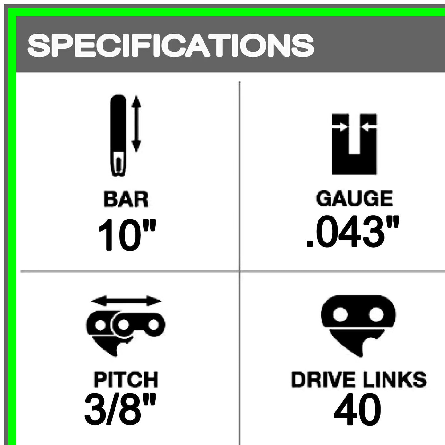 10-Inch Chainsaw Guide Bar and Chain Replacement for WORX RYOBI EGO Makita SKIL
