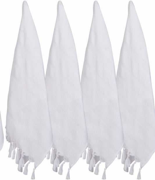 Set of 4 Turkish Cotton Peshtemal Towels 17x35 White
