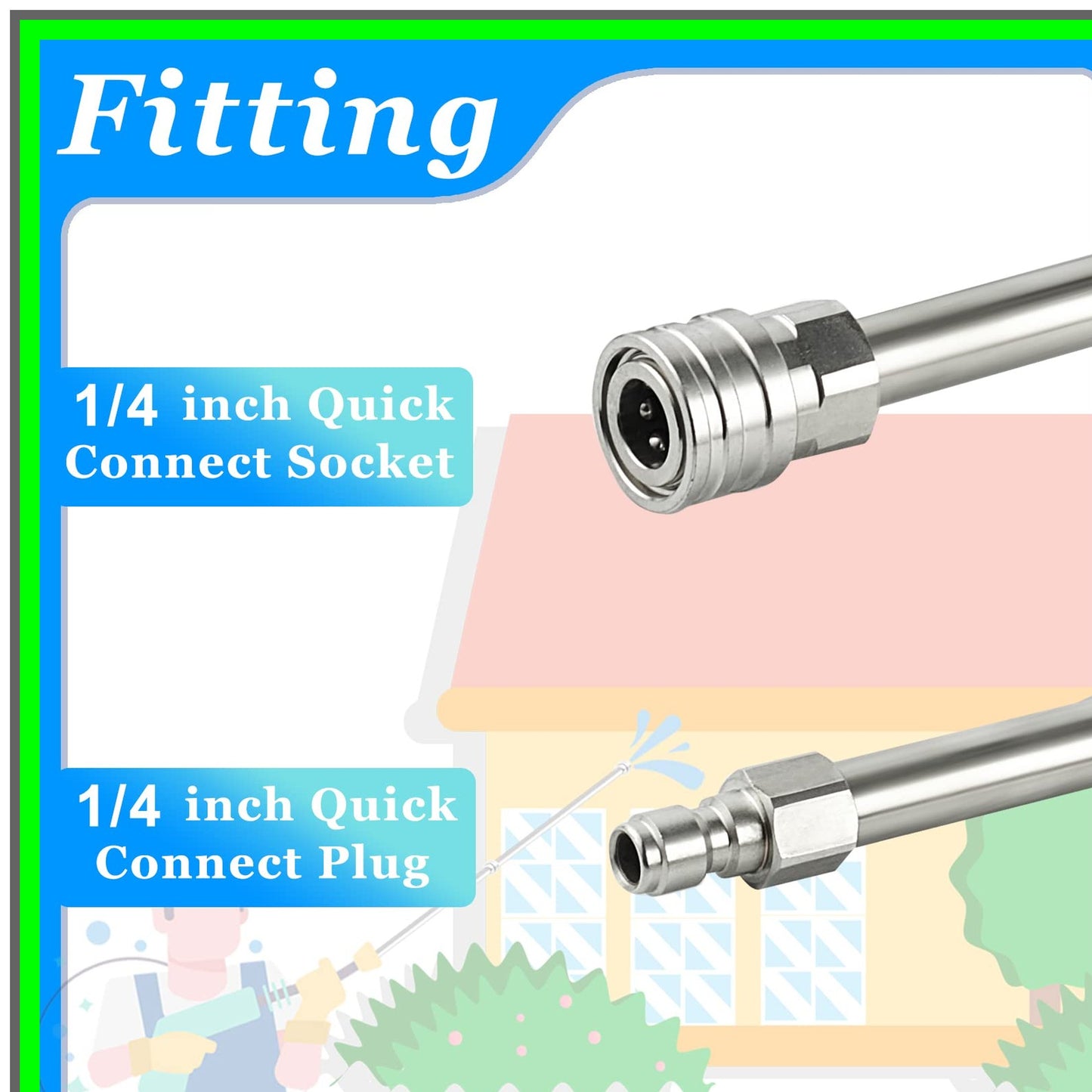 Stainless Steel Pressure Washer Extension Wand 17 Inch Quick Connect 2 Pack