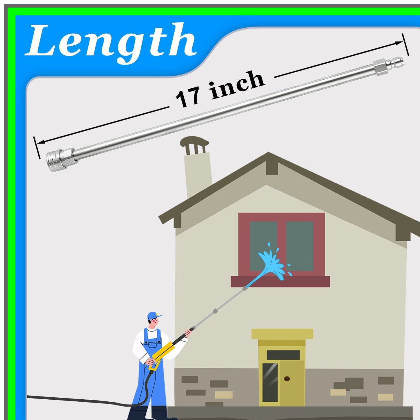 Stainless Steel Pressure Washer Extension Wand 17 Inch Quick Connect 2 Pack