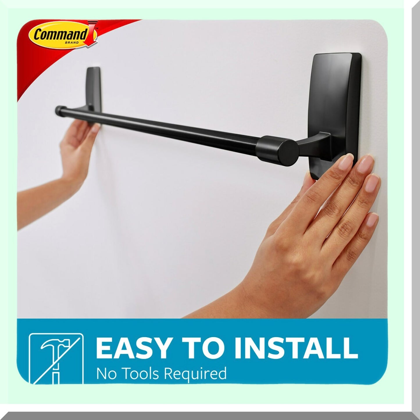 Black Bath Matte Towel Bar 24 in Damage-Free