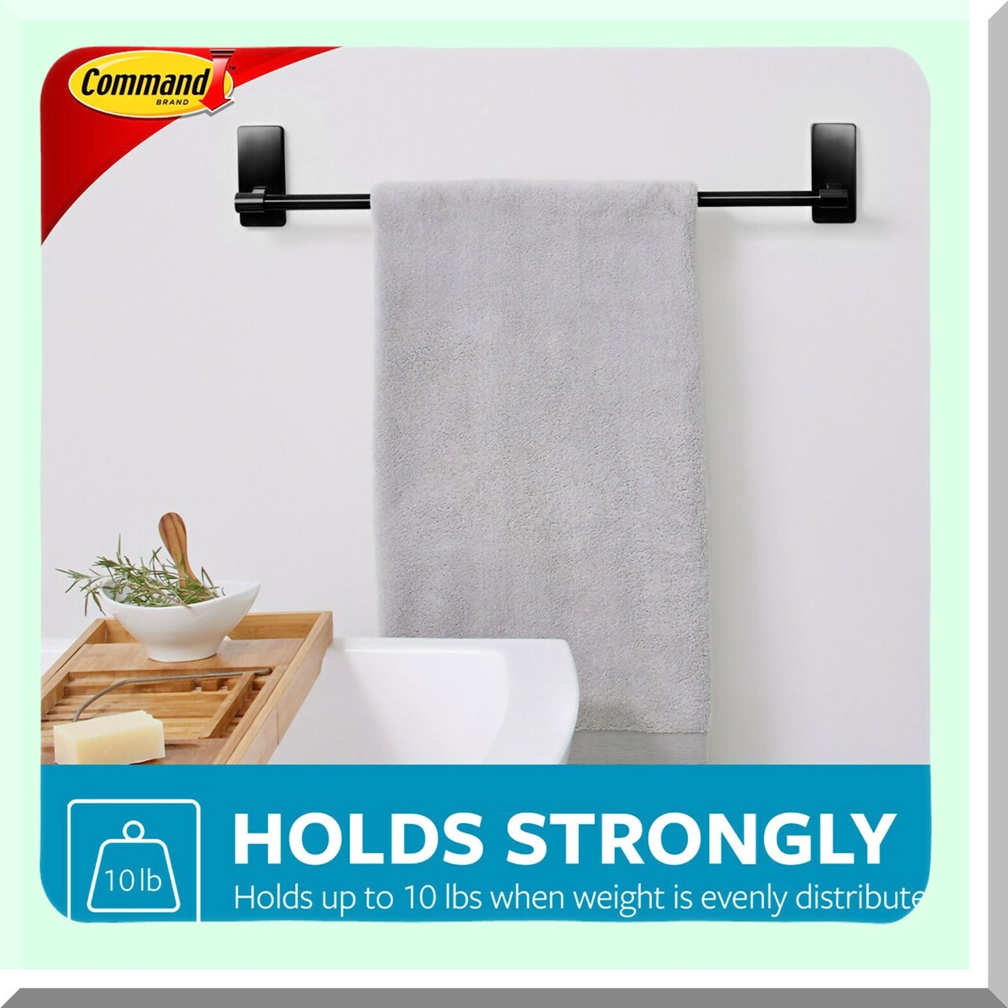 Black Bath Matte Towel Bar 24 in Damage-Free