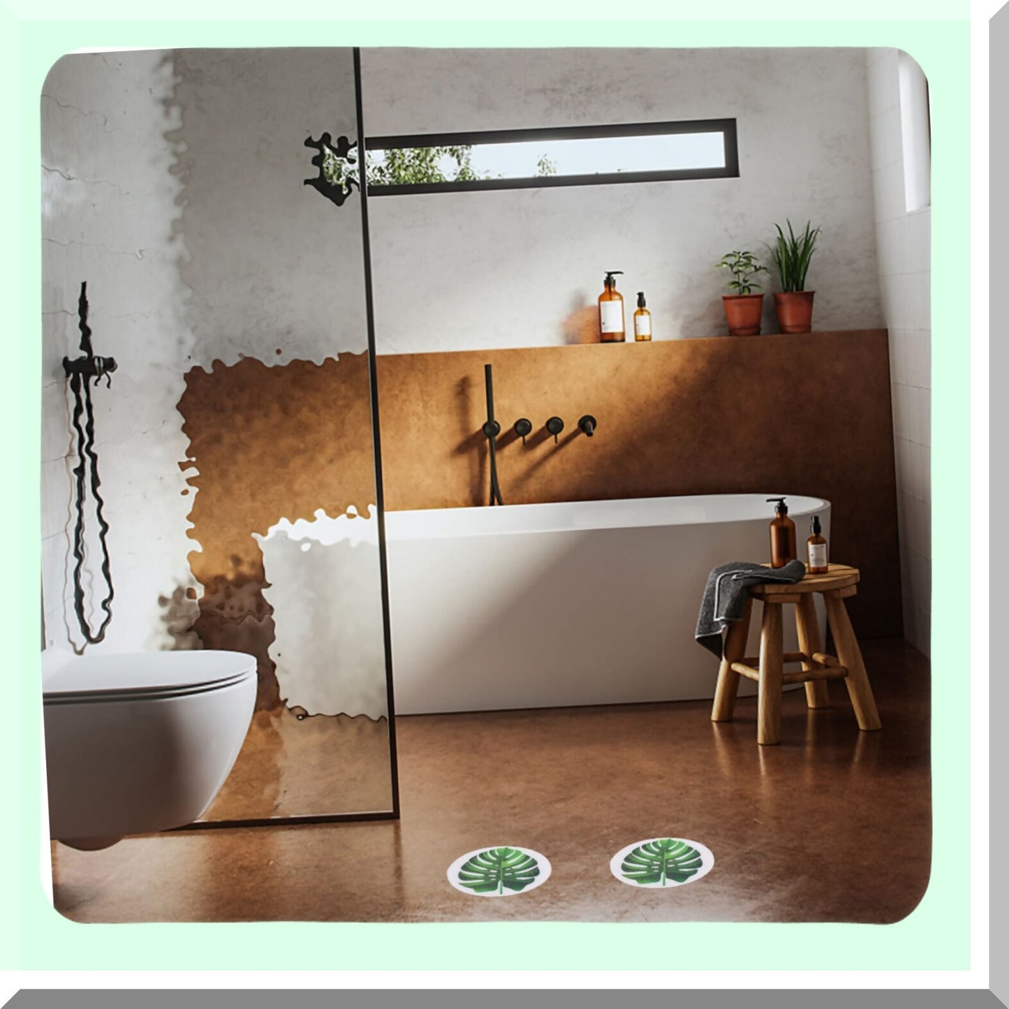 Set of 8 Leaf Non-Slip Bathroom Stickers