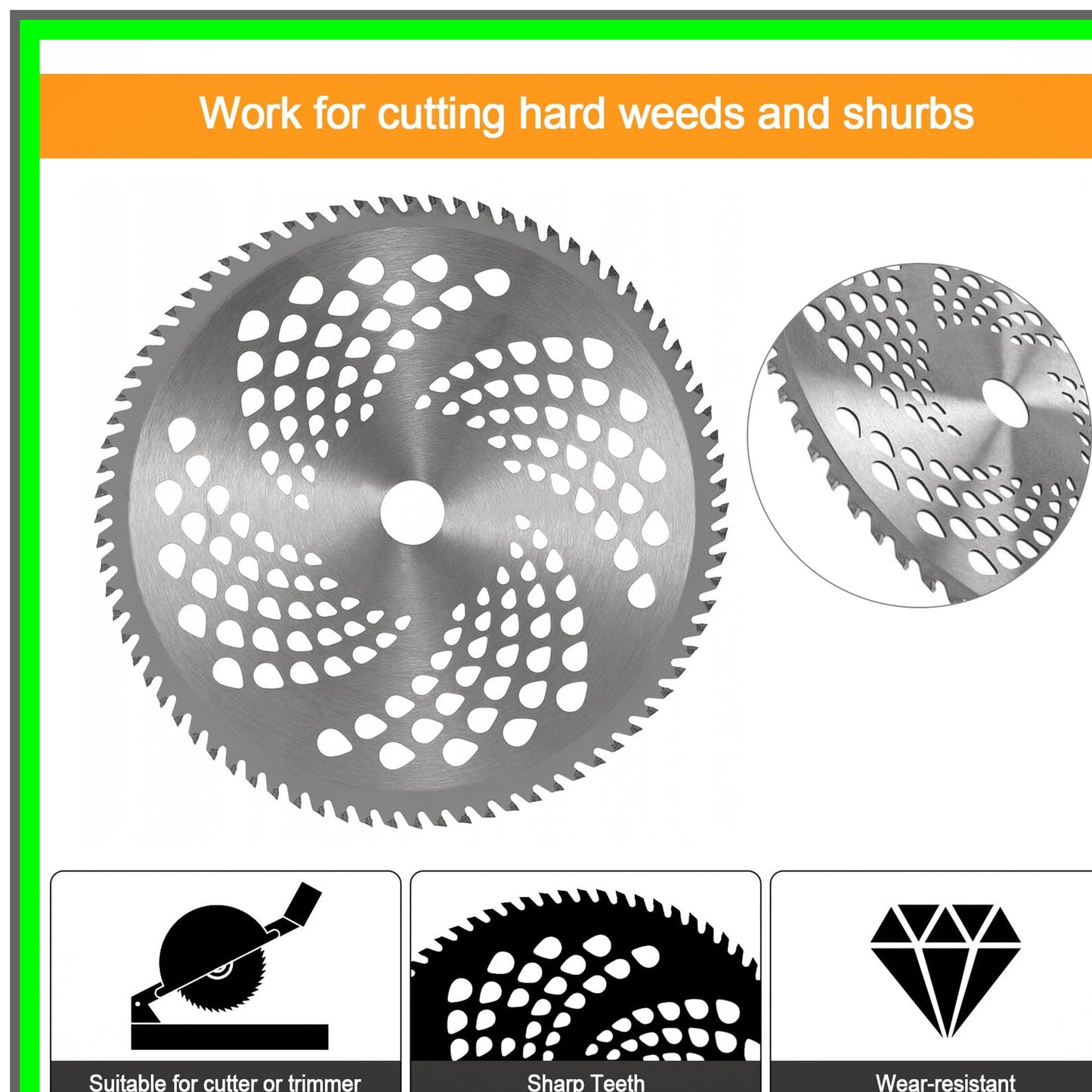 10-Inch 80 Tooth Carbide Brush Cutter Blades for Trimmers and Mowers