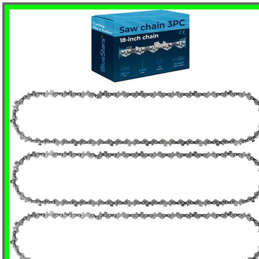 18-Inch Chainsaw Chain 3-Pack, 3/8" LP Pitch, 0.050" Gauge, 62 Links