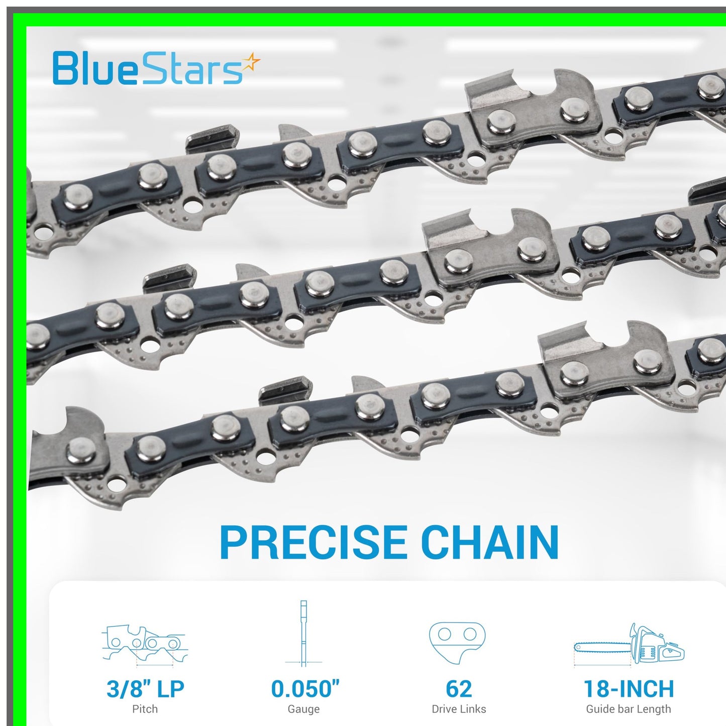 18-Inch Chainsaw Chain 3-Pack, 3/8" LP Pitch, 0.050" Gauge, 62 Links
