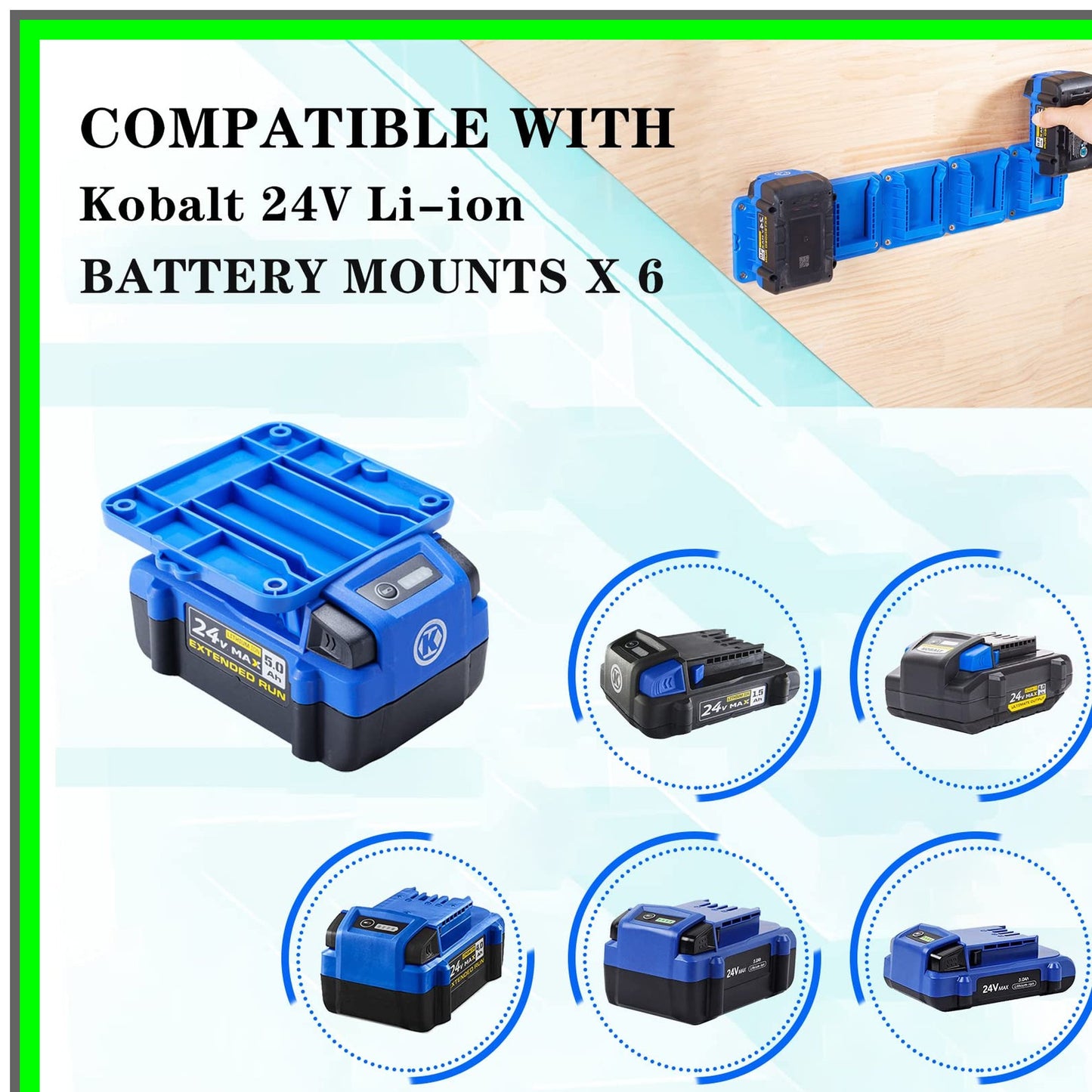 Kobalt 24V Max Battery Holder Dock with Screws for KB Series Batteries